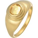 Goldene Elli Runde Citrin Ringe aus Silber mit Citrin für Damen Größe 58 