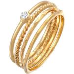 Goldene Elli Topas Ringe aus Silber mit Topas für Damen Größe 58 4-teilig 