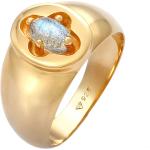 Silberne Elegante Runde Goldringe vergoldet aus Gold mit Labradorit handgemacht für Damen Größe 58 