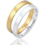 Silberne Elli Bicolor Ringe aus Silber für Damen Größe 58 2-teilig 