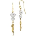 Silberne Elegante Lange Ohrringe vergoldet mit Echte Perle 