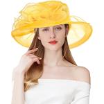 Gelbe Elegante Sonnenhüte aus Organza für Damen Einheitsgröße Große Größen für den für den Sommer 