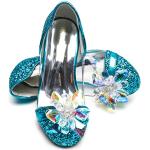 ELSA & ANNA Prinzessin Schuhe Mädchen – Prinzessin Schuhe mit 3 cm hohem Absatz – Glitzer Schuhe Mädchen – Schuhe für Elsa Kleid für Partys, Fasching, Karneval – (BLU14-SH)