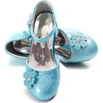 ELSA & ANNA Prinzessin Schuhe Mädchen – Prinzessin Schuhe mit 3 cm hohem Absatz – Glitzer Schuhe Mädchen – Schuhe für ELSA Kleid für Partys, Fasching, Karneval – (BLU11)