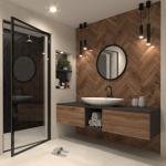 Schwarze Runde Badspiegel & Badezimmerspiegel 60 cm aus Sisal 