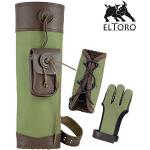 elToro Horrido Line Set - Armschutz, Rückenköcher und Handschuh (Größe XL) Zubehör für Bogenschießen, Pfeil und Bogen, Bogensport
