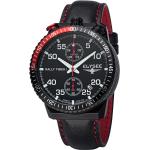 Schwarze Elysee Armbanduhren aus Edelstahl mit Chronograph-Zifferblatt mit Stoppfunktion mit Rallye-Armband mit Lederarmband zum Sport 