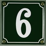 Grüne Zahl 6 Buddel-Bini Hausnummernschilder aus Emaille UV-beständig 