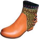 Orange Runde Ankle Boots & Klassische Stiefeletten mit Reißverschluss atmungsaktiv für Damen Größe 38 für den für den Herbst 