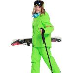 emansmoer Kinder Jungen Skianzug Wasserdicht Outdoor Wintersport Snowboardingjacke Baumwolle gepolstert Mantel mit Schneehose Salopettes (146/152, Grün(81606) + Grün)