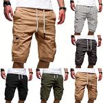 Schwarze Unifarbene Hip Hop Cargo-Shorts mit Reißverschluss aus Baumwollmischung für Herren 