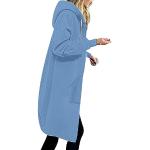 Unifarbene Casual Langärmelige Maxi Rundhals-Ausschnitt Fleecejacken mit Kapuze aus Fleece mit Kapuze für Damen Größe 4 XL für den für den Herbst 