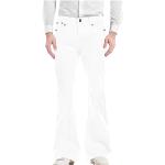 Weiße Unifarbene Vintage Atmungsaktive Jeans-Schlaghosen aus Leder für Herren Größe M für den für den Winter 