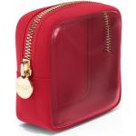Rubinrote Schminktaschen & Make-Up Taschen durchsichtig mit Reißverschluss aus Nylon für Damen mini 