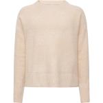 Beige Oversize Langärmelige Kaschmir-Pullover aus Wolle Cropped für Damen Größe S 