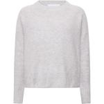 Graue Melierte Oversize Langärmelige Kaschmir-Pullover aus Wolle Cropped für Damen Größe S 