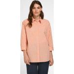 Reduzierte Orange Gingham Business 3/4-ärmelige Emilia Lay Hemdblusen mit Knopf aus Baumwolle maschinenwaschbar für Damen Größe XXL für den für den Sommer 