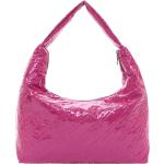 Pinke Emily & Noah Vegane Damenschultertaschen & Damenshoulderbags mit Reißverschluss aus Kunstleder 