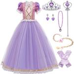 Reduzierte Lila Rapunzel – Neu verföhnt Maxi Prinzessin-Kostüme mit Pailletten aus Spitze für Kinder 