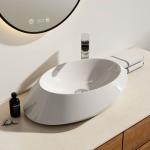 Weiße Ovale Aufsatzwaschbecken & Aufsatzwaschtische glänzend aus Keramik 