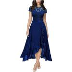 Royalblaue Elegante Maxi U-Ausschnitt Lange Abendkleider mit Rüschen mit Reißverschluss aus Chiffon für Damen Größe XS für den für den Herbst 