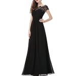 Schwarze Elegante Ärmellose Maxi Abendkleider rückenfrei mit Reißverschluss aus Chiffon für Damen Größe L 