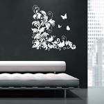 Moderne Wandtattoos Blumenranke mit Insekten-Motiv 