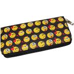 Schwarze Emoji Smiley Damenportemonnaies & Damenwallets mit Reißverschluss 
