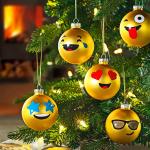 Gelbe Emoji Runde Weihnachtskugeln 12-teilig 