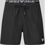 Schwarze Unifarbene Armani Emporio Armani Herrenbadehosen aus Polyester Übergrößen 