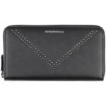 Schwarze Unifarbene Armani Emporio Armani Brieftaschen mit Reißverschluss aus Rindsleder für Damen 