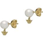 Reduzierte Goldene Armani Emporio Armani Perlenohrringe poliert mit Echte Perle für Damen 