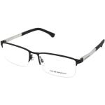 Schwarze Armani Emporio Armani Rechteckige Halbrand Brillen aus Metall für Herren 
