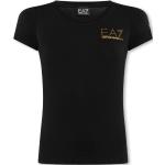 Reduzierte Schwarze Kurzärmelige Armani Emporio Armani T-Shirts mit Nieten aus Baumwollmischung für Damen Größe L 