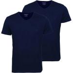 Reduzierte Blaue Unifarbene Business Armani Emporio Armani V-Ausschnitt T-Shirts für Herren Größe M 2-teilig 