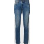 Blaue Bestickte Armani Emporio Armani Slim Fit Jeans aus Baumwollmischung für Herren Weite 33, Länge 36 