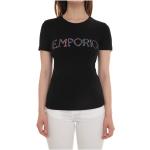 Reduzierte Schwarze Bestickte Armani Emporio Armani T-Shirts aus Baumwolle für Damen Größe XL 