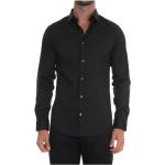 Reduzierte Schwarze Unifarbene Langärmelige Armani Emporio Armani Slim Fit Hemden aus Baumwolle für Herren Größe S 