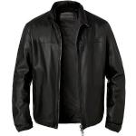 Schwarze Unifarbene Armani Emporio Armani Stehkragen Lederblousons aus Leder für Herren Größe XL 