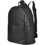 Schwarze Unifarbene Armani Emporio Armani Herrenrucksäcke mit Reißverschluss aus Rindsleder mit Außentaschen maxi / XXL 