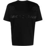 Reduzierte Schwarze Bestickte Armani Emporio Armani T-Shirts aus Baumwolle für Herren Größe L für den für den Herbst 