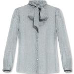 Reduzierte Graue Langärmelige Armani Emporio Armani Stehkragen Transparente Blusen & durchsichtige Blusen durchsichtig mit Knopf aus Seide für Damen Größe M 
