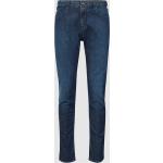 Blaue Armani Emporio Armani Slim Fit Jeans mit Reißverschluss aus Leder für Herren Weite 34, Länge 32 