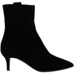 Reduzierte Schwarze Unifarbene Armani Emporio Armani Pfennigabsatz High Heel Stiefeletten & High Heel Boots mit Reißverschluss aus Leder für Damen Größe 40 