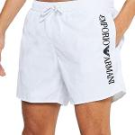 Emporio Armani Swimwear Men's Boxer Embroidery Logo Swim Trunks, White, 50