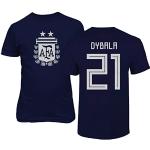 Emprime Baski Argentinischer Fußball P. Dybala #21 Fußballtrikot-Stil Shirt Herren Jugend T-Shirt (Navy, S)