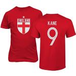 Emprime Baski Harry England Fußball Kane #9 Fußballtrikot-Stil Shirt Herren Jugend T-Shirt (Rot, L)