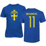Emprime Baski Ibrahimovic Schweden Fußball Zlatan #11 Fußballtrikot-Stil Shirt Herren Jugend T-Shirt (Blau, L)