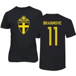 Emprime Baski Ibrahimovic Schweden Fußball Zlatan #11 Fußballtrikot-Stil Shirt Herren Jugend T-Shirt (Schwarz, XL)