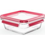 Rote Emsa clip & close Quadratische Frischhaltedosen aus Glas auslaufsicher 